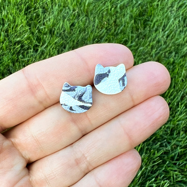 Cat Studs in Gray and White Tabby