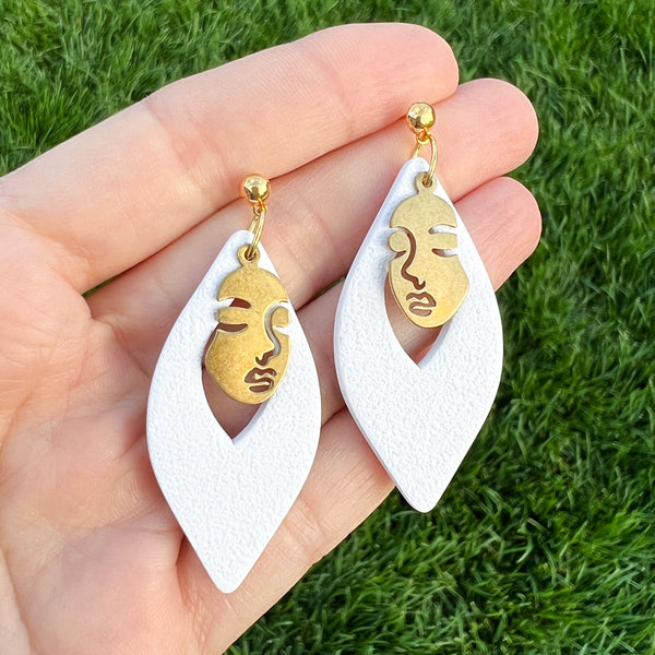White Dangles with Brass Faces