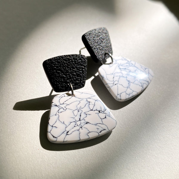 Black and White Faux Marble Trapezoids