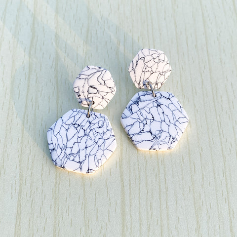 Black and White Faux Marble Hexagons