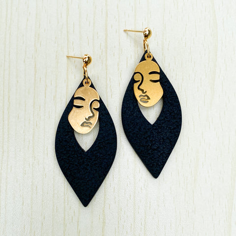 Black Dangles with Brass Faces
