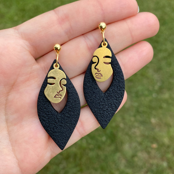 Black Dangles with Brass Faces
